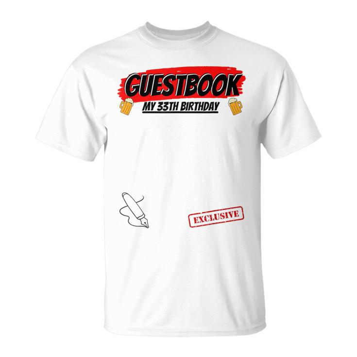 33 Year 33rd Birthday Guest Book T-Shirt