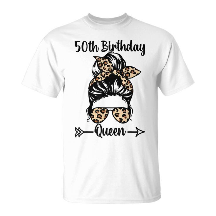 50歳の誕生日 クイーン Happy 50歳 散らかったパンヒョウ Tシャツ