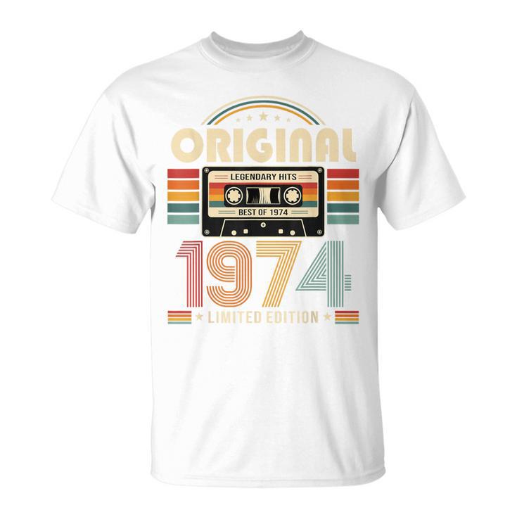 52 歳の誕生日プレゼント男性 1974 年 レトロ ビンテージ テープ Tシャツ