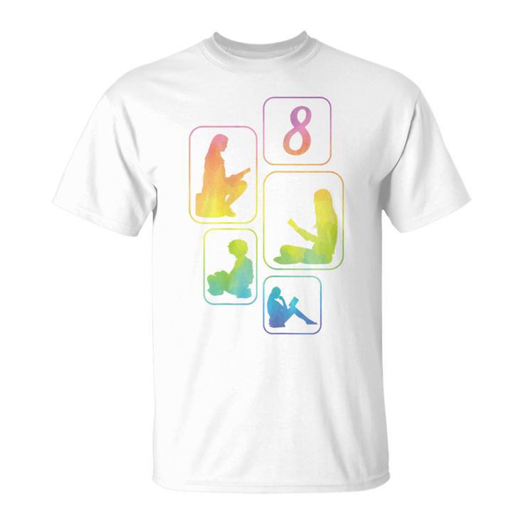 8th Birthday Book Reading Bookworm Book Lover Girls T-Shirt