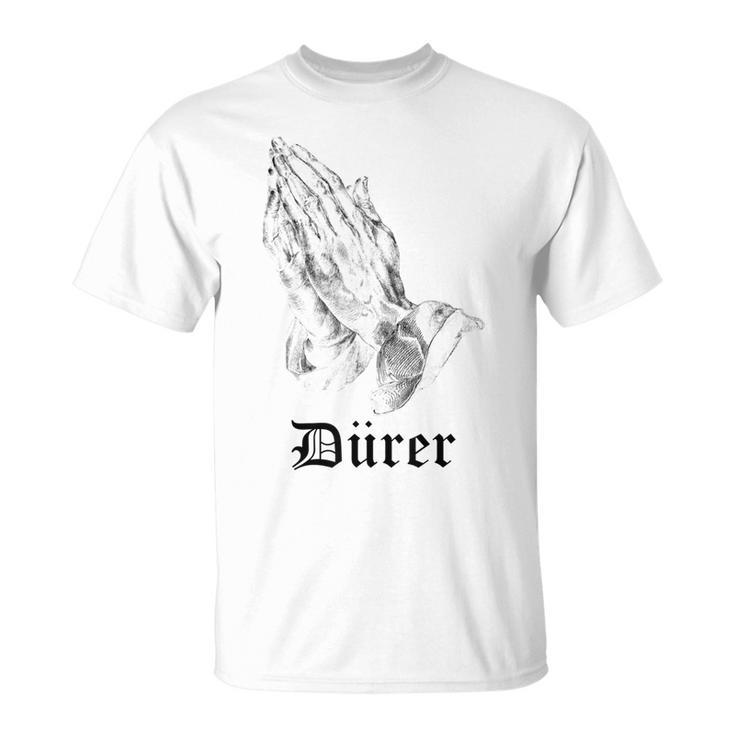 Albrecht Dürer Durer クリスチャンアート 祈りの手 ホワイト Tシャツ