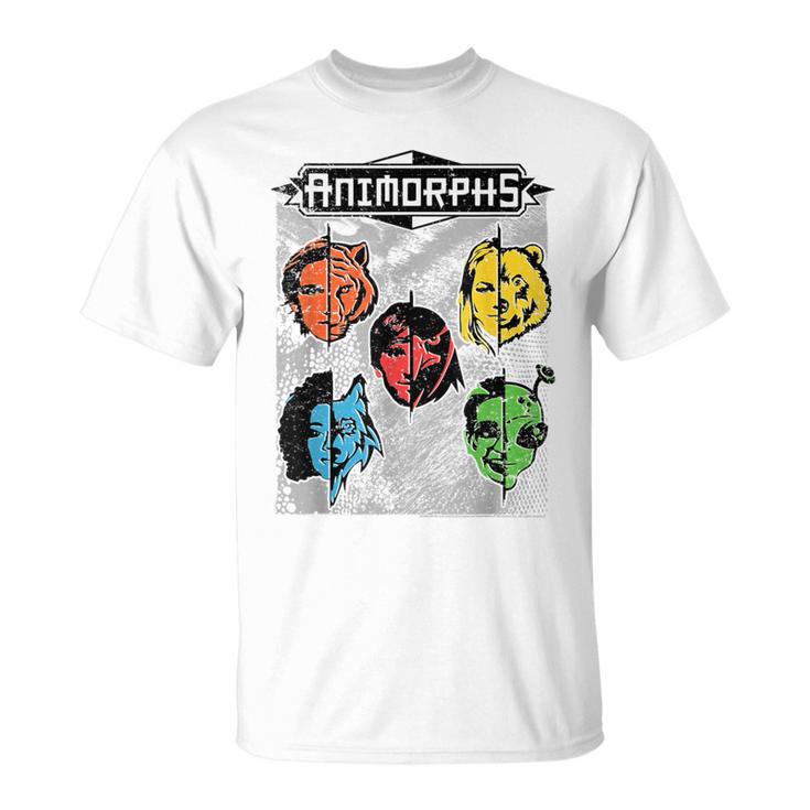 Animorphs Split Face Character Colorful Grid Book Series T-Shirt