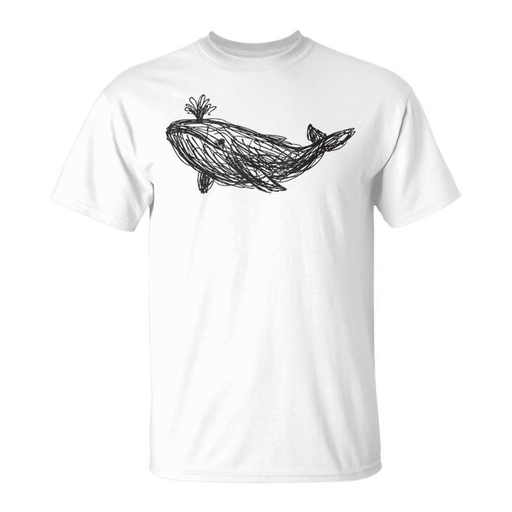 Ballena Boceto Ballena Azul Océano In Mangas Camiseta unisex