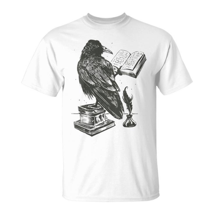 Bird Raven Book Lovers Men Women Graphic Tshirt T-Shirt