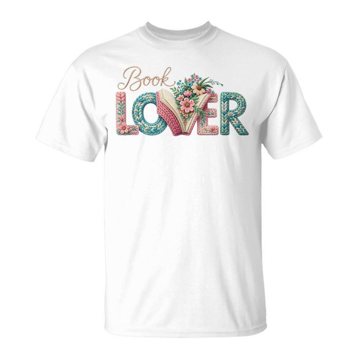 Book Lover Vintage Bookworm Floral Reading Women Girls T-Shirt