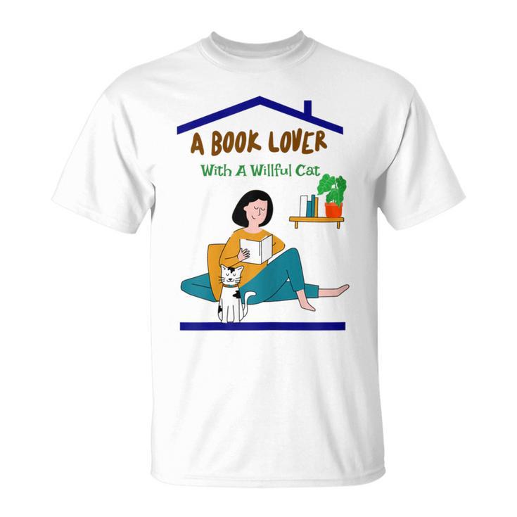 A Book Lover With A Willful Cat Women Kids T-Shirt