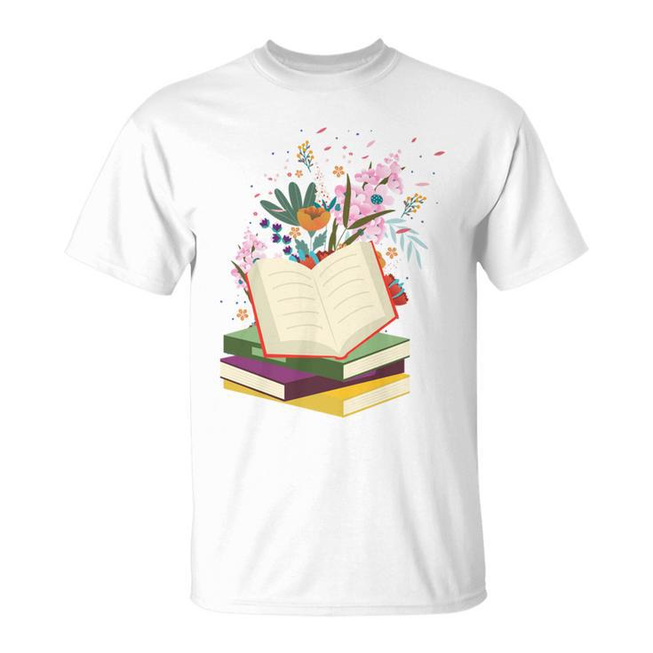 Book Lovers Wildflowers Books Reading Cute Floral Readers T-Shirt