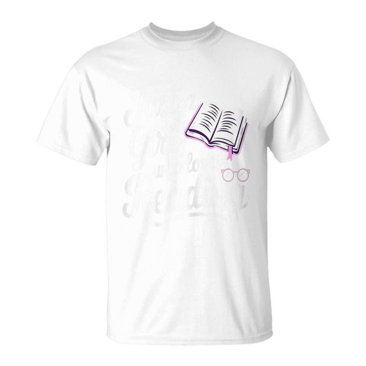 Books Lovers Just A Girl Who Loves Reading Book Worm Kids T-Shirt