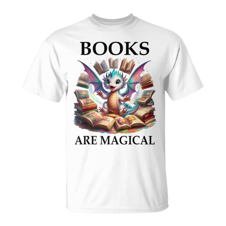 Books Are Magic Book Dragon ShirtReading Books Are Magical T-Shirt