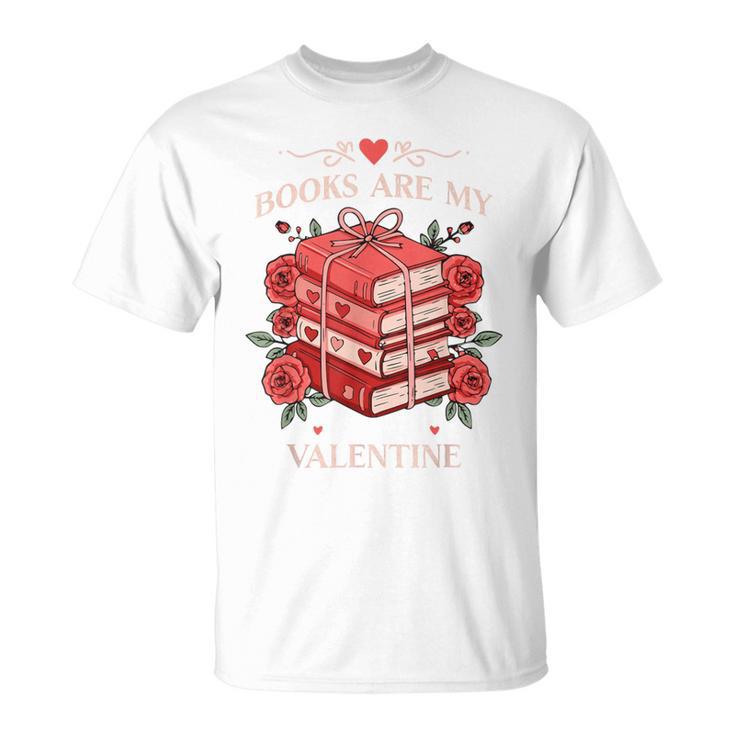 Books Are My Valentine Book Lover Heart Matching Party T-Shirt
