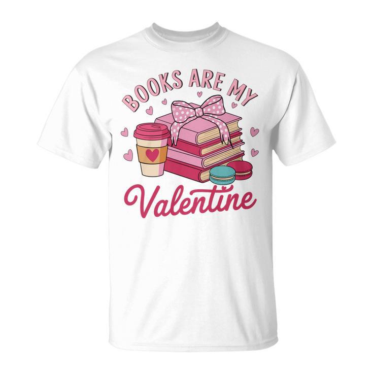 Books Are My Valentine Coquette Bow Bookworm Pink Books T-Shirt
