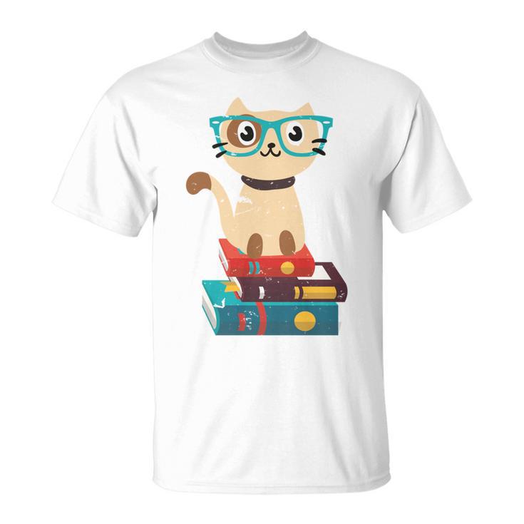 Cat Book Reader Nerd T-Shirt