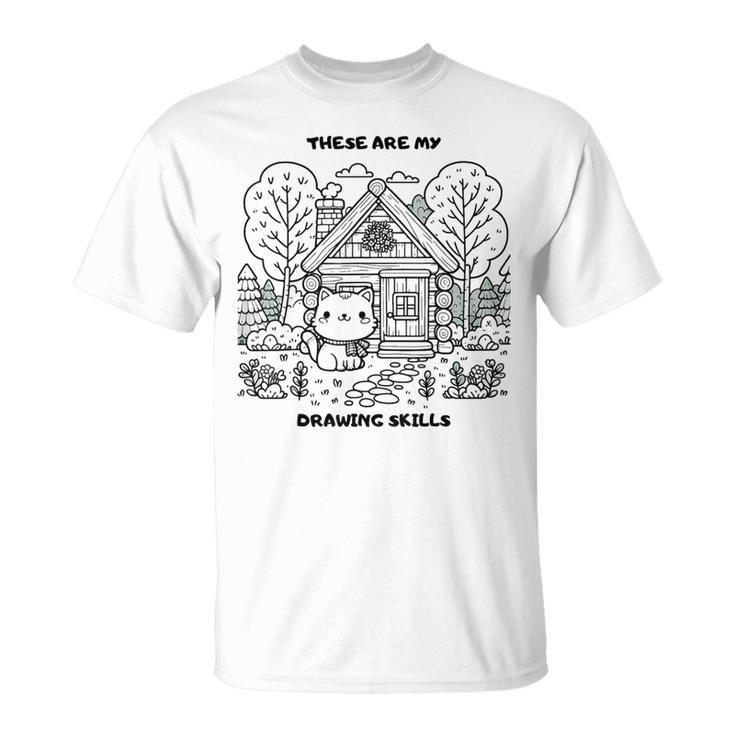 Cat Colouring Book Drawing Painting Art T-Shirt