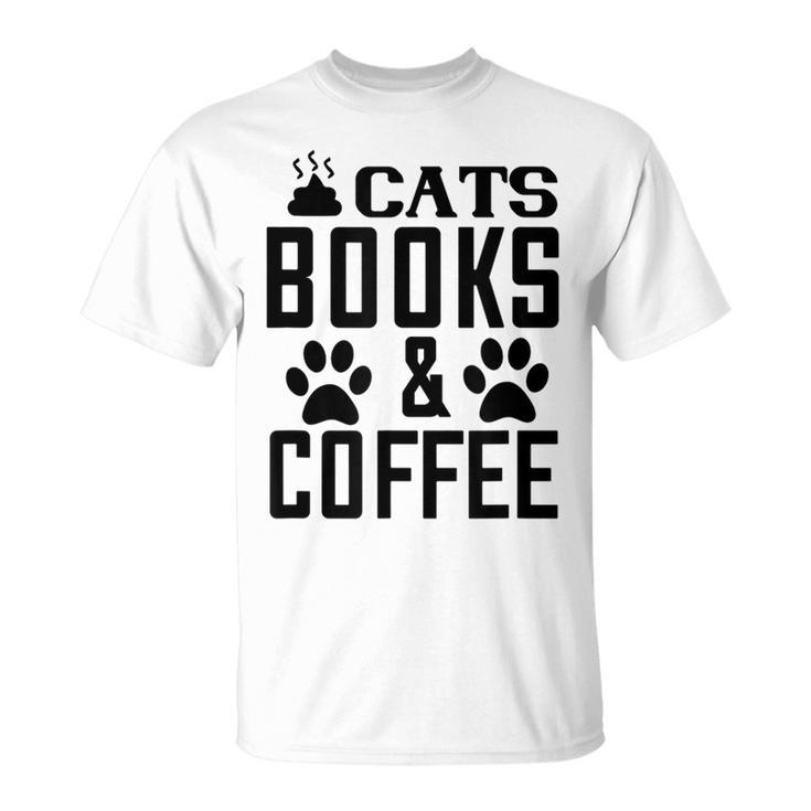 Cats Books And Coffee Reading T-Shirt