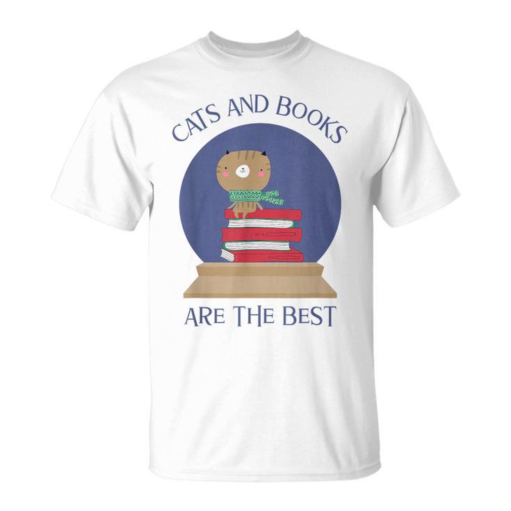 Cute CATS AND BOOKS ARE THE BEST SNOW GLOBE T-Shirt