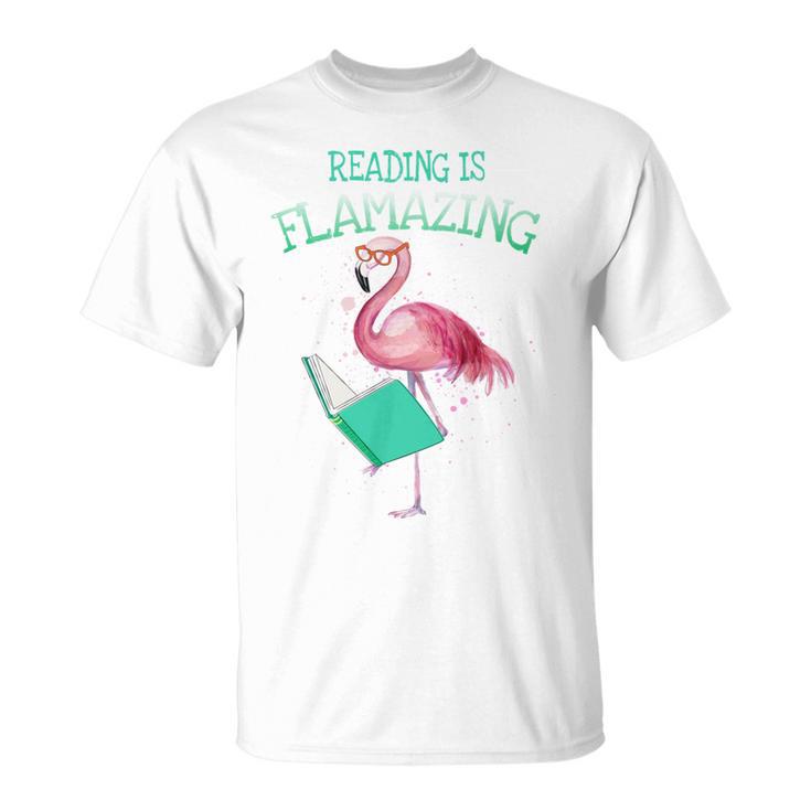 Cute Reading Is Flamazing Flamingo Book Lover Reader T-Shirt