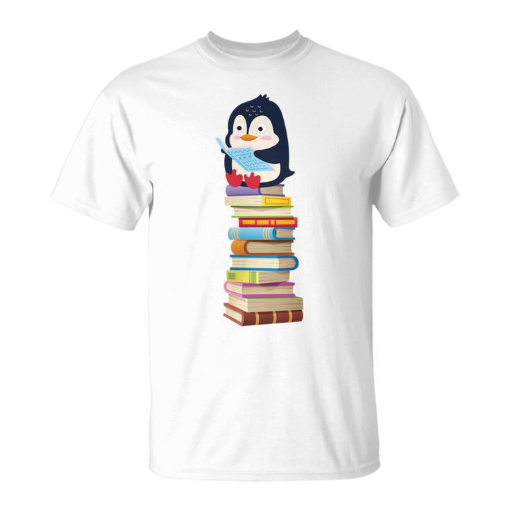Cute Reading Penguin Women's Tops Book Lovers T-Shirt