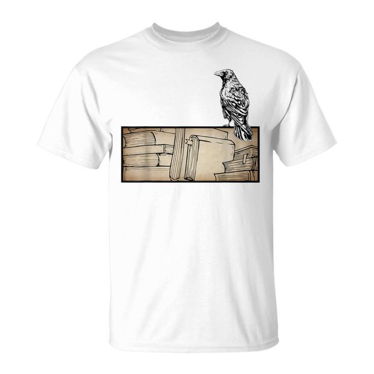 Dark Academia Aesthetic Raven Crow Soft Grunge Books T-Shirt