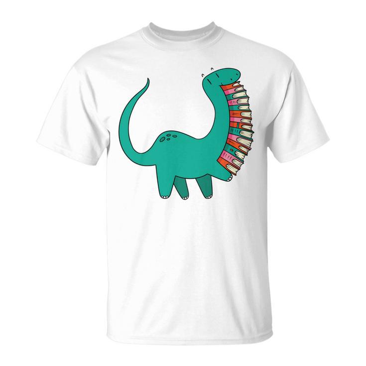 Dinosaur Carrying Book Reading Bookworm Librarian T-Shirt
