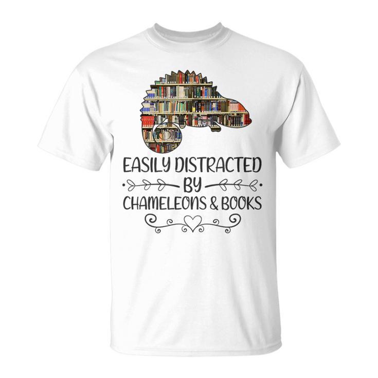 Easily Distracted By Chameleons And Books T-Shirt