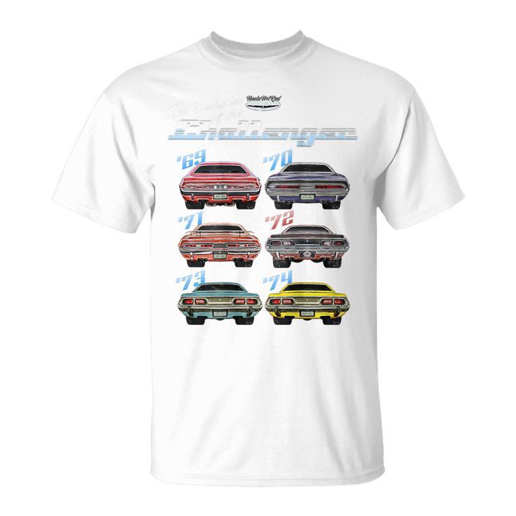 Evolution Of The Challenger、ホットロッド、マッスルカー、マグナム、RTe Tシャツ