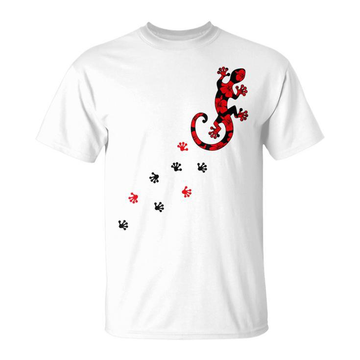 Gecko Footprint ハイビスカスフラワー ハワイサーフスタイルtシャツ Tシャツ