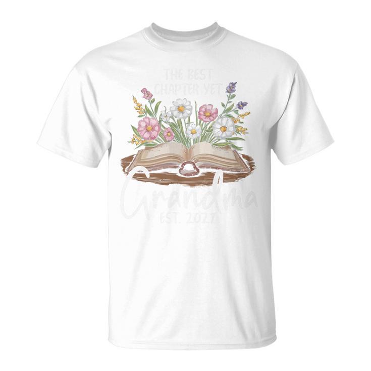 Grandma Est 2027 Best Chapter Yet Floral Book Premium Tri-Blend T-Shirt