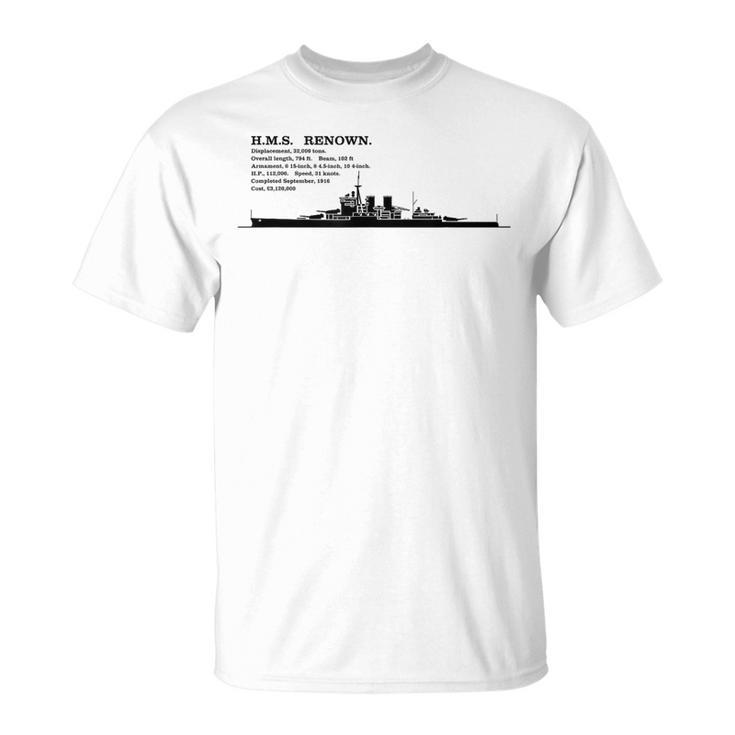 Hms レナウン イギリス巡洋戦艦のシルエットのインフォ グラフィック Tシャツ