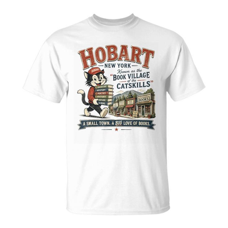 Hobart NY Book Village Of Catskills Vintage Mascot Logo T-Shirt