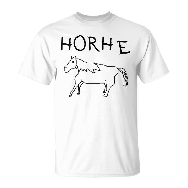 Horhe Terrible Cringe Horse Graphic Weird Absurd Joke Gen Z Camiseta unisex