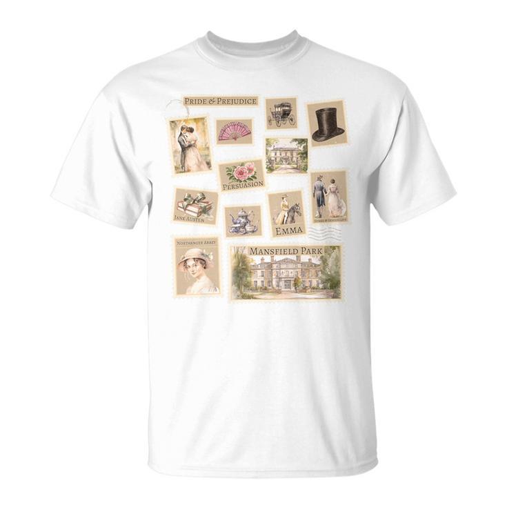 Jane Austen Book Classic Literature Stamp Collage Premium Tri-Blend T-Shirt