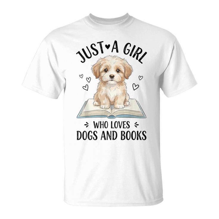 Just A Girl Who Loves Books And Dogs Puppy Pet Lover T-Shirt