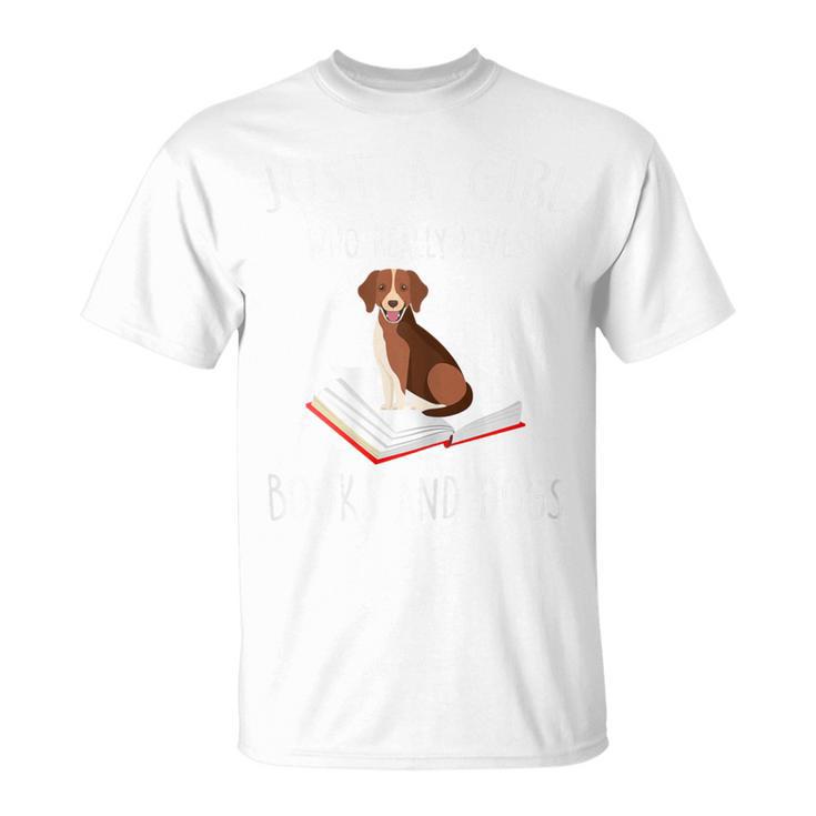 Just a Girl Loves Books And Dogs Reading Book T-Shirt