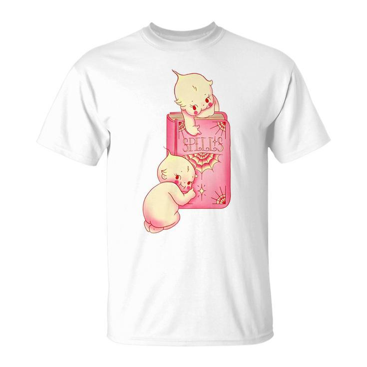 Kewpie Baby Magic Spell Book Witchcraft Halloween Gothic T-Shirt