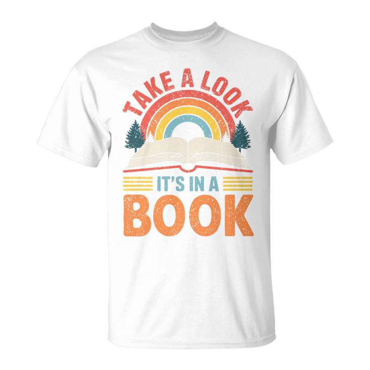 Take A Look It's In A Book Retro Reading Book Lover Premium Tri-Blend T-Shirt