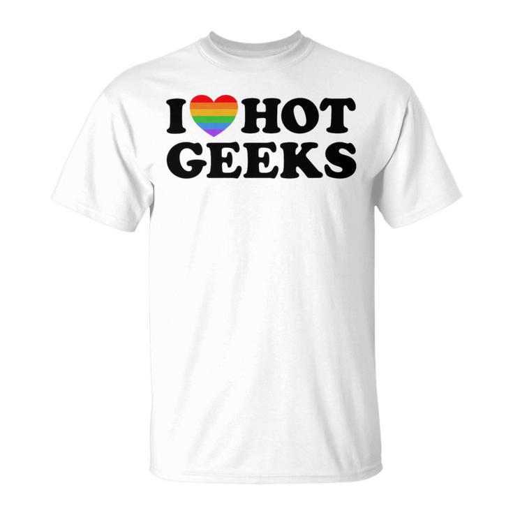 I Love Hot Geeks Cute Pride Gamer Book Nerd Fandom Fan Premium Tri-Blend T-Shirt