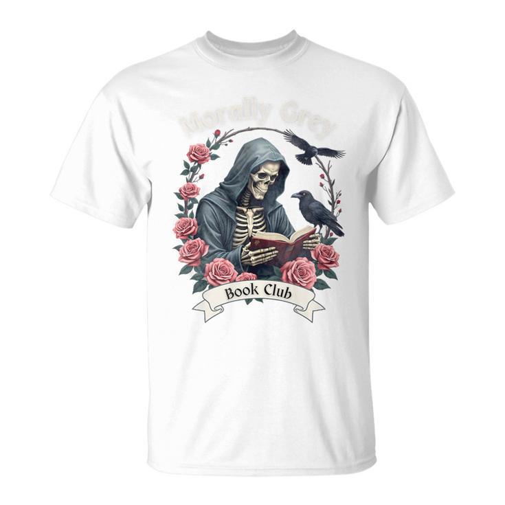 Morally Grey Book Club Gothic Skeleton And Raven Vintage Premium Tri-Blend T-Shirt