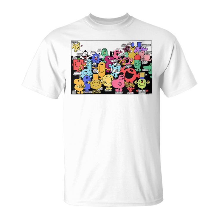 Mr Men Little Miss Retro Colourful Comic Book Scene T-Shirt