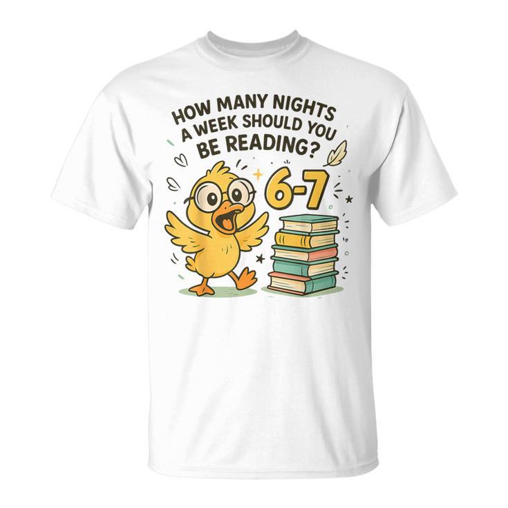 How Many Nights Reading Duck 67 Meme Book Lovers T-Shirt
