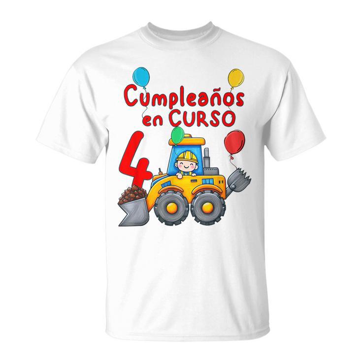 Niño 4 Años Con Tractor Excavadora Cumpleaños Camiseta unisex
