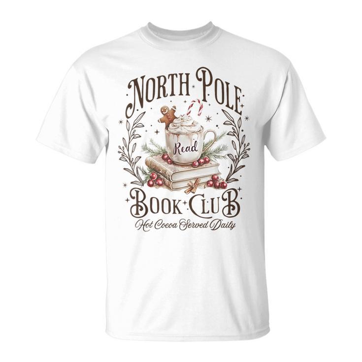 North Pole Readers Club Bookish Xmas Santa Book Reading T-Shirt
