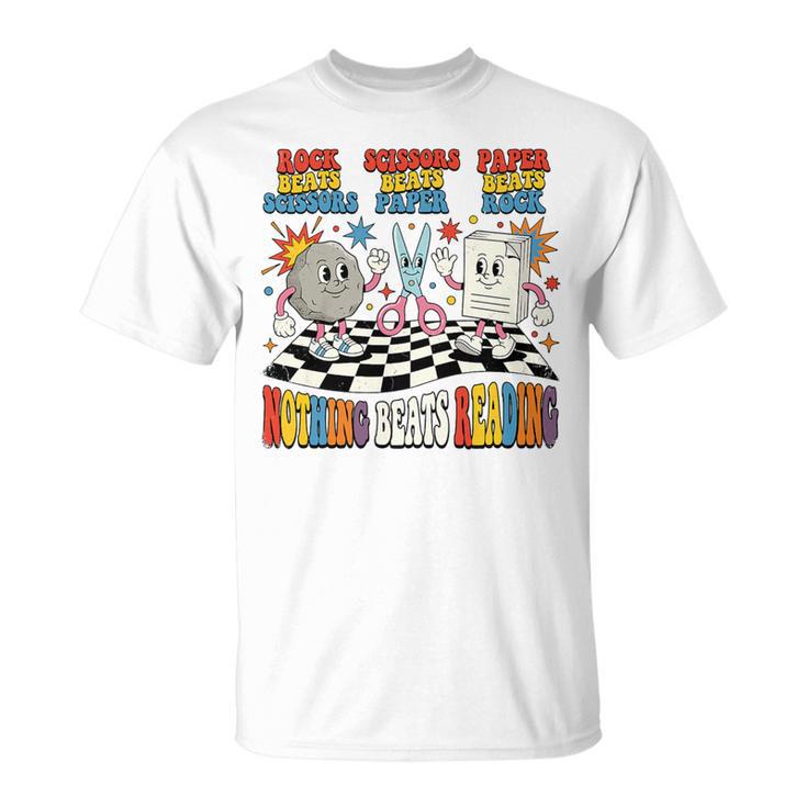 Nothing Beats Reading Rock Paper Scissors Book Love Premium Tri-Blend T-Shirt