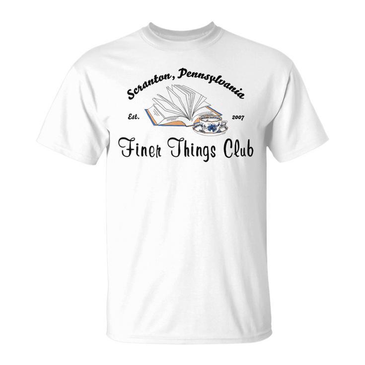 The Office Finer Things Club With Book T-Shirt