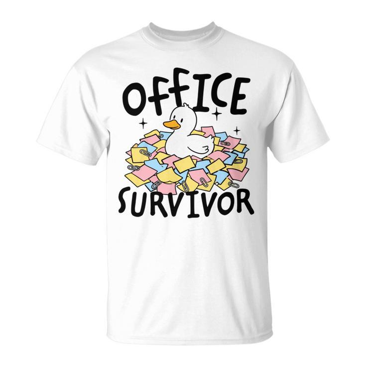 Officeurvivor かわいいアヒルの付箋 ユーモア 長袖tシャツ Tシャツ