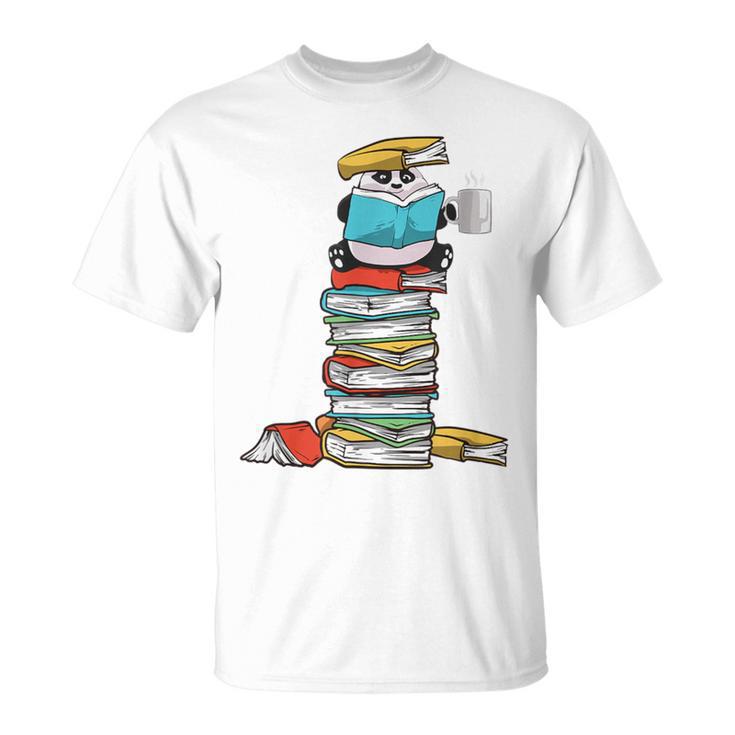 Panda Bear Loves Reading Illustration For A Book Nerd T-Shirt