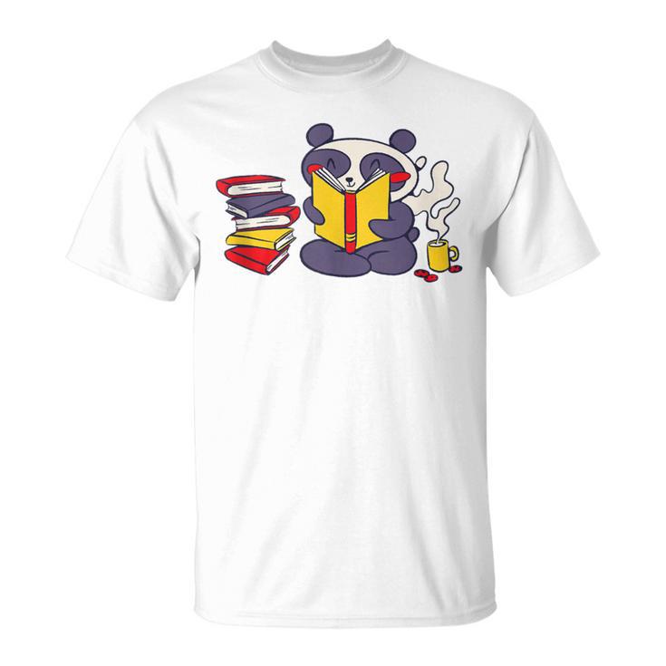 Panda Reading Bear Read Books Cute T-Shirt