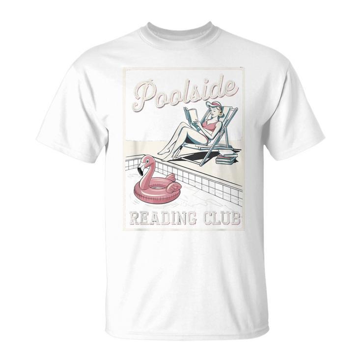 Poolside Reading Club Books Flamingo Swim Pool Inflatable T-Shirt