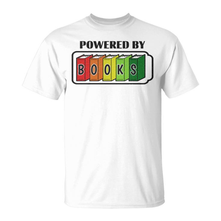 Powered By Books  Bookworm Librarian Reading T-Shirt