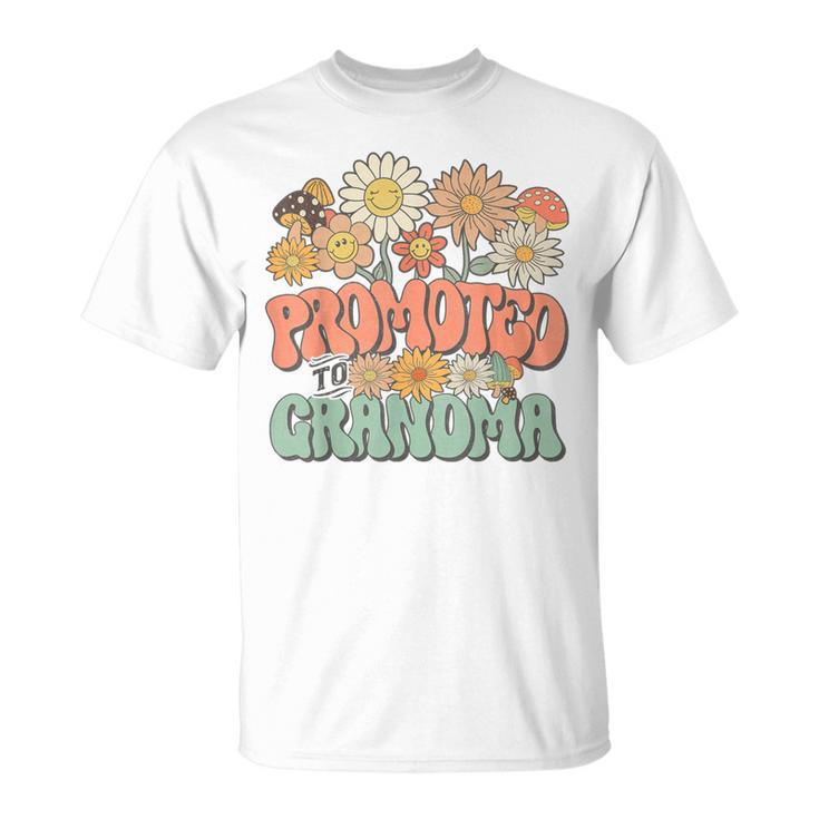 Promoted To Grandma Expecting Baby Daisy Groovy Wildflower Tシャツ