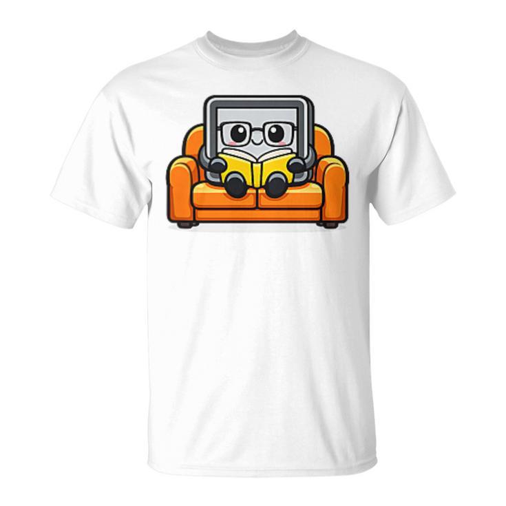 Proud Library Patron Cute Tablet Reading a Book T-Shirt Proud Library Patron Cute Tablet Reading a Book T-Shirt
